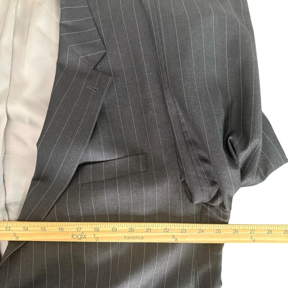 Vitale Barberis Canonico Mens Pinstriped Blazer Suit Jacket Size 50R‎ Super 110s
